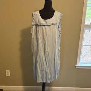 Light Blue Sleeveless Dress with Ruffle Detail